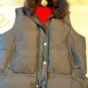 Brown puffy vest with fur collar